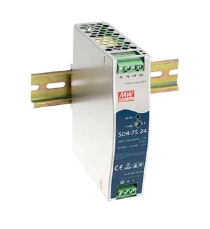 Alimentatore monofase 75W 12V 6.3A Mean Well SDR-75-24